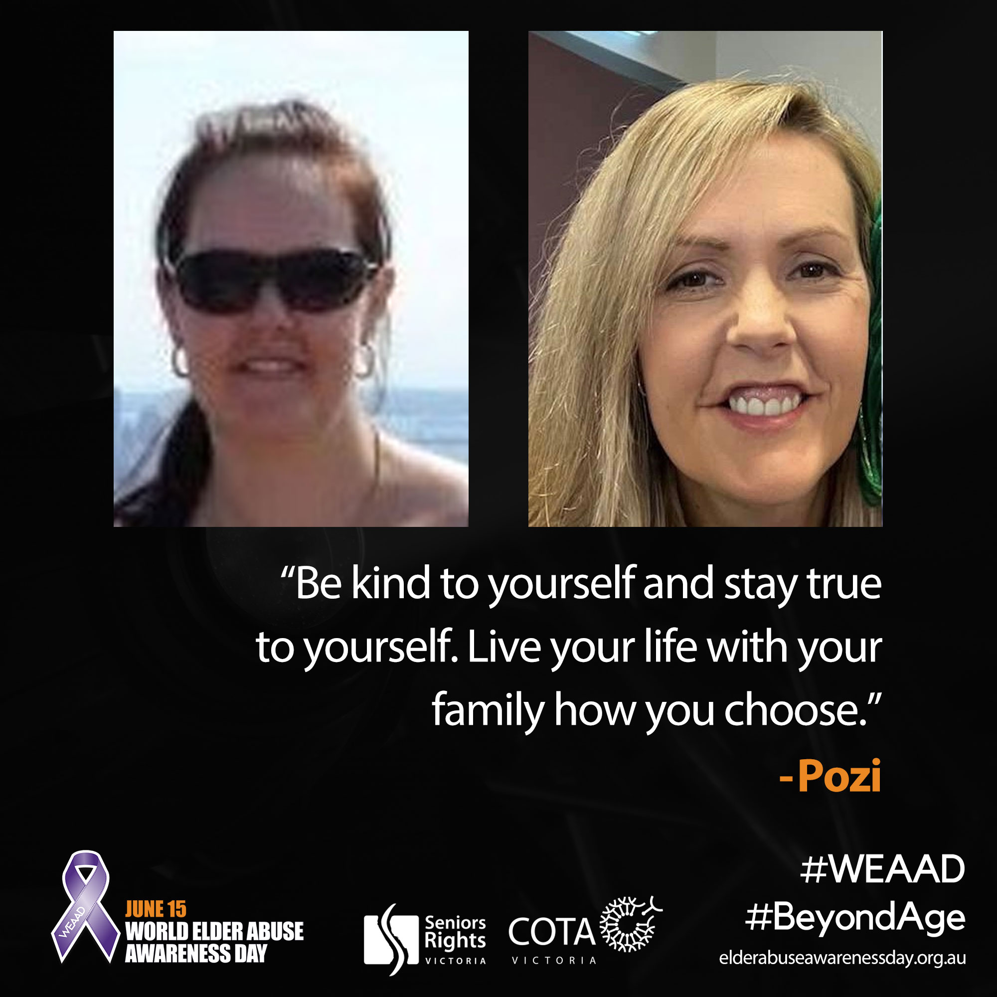 "Be kind to yourself and stay true to yourself."