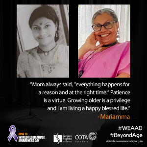 “Mom always said, 'everything happens for a reason and at the right time.' Patience is a virtue. Growing older is a privilege and I am living a happy blessed life.”