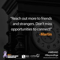 "Reach out more to friends..."
