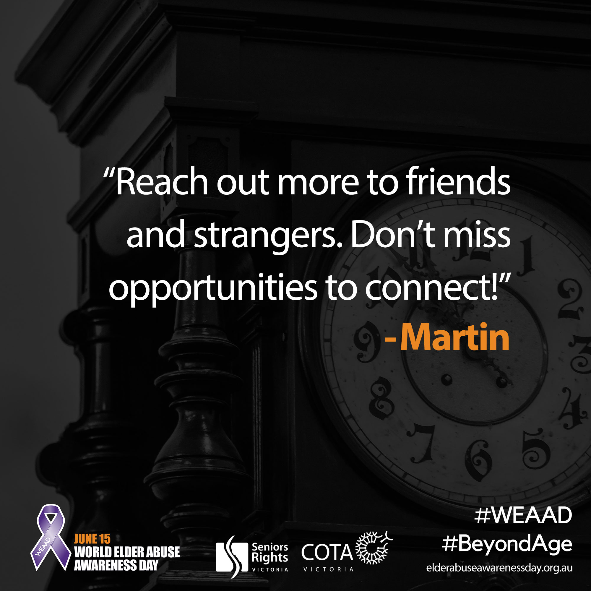 "Reach out more to friends..."